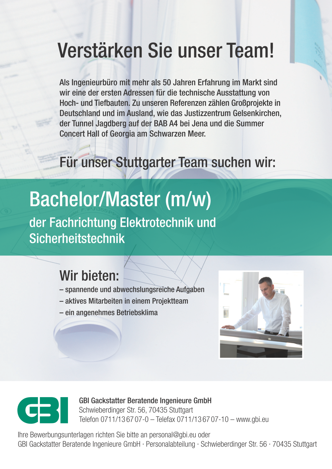 Anzeige Stuttgart Bachelor Master Fachrichtung Elektrotechnik V1